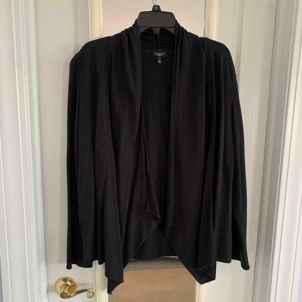 Talbots open front French terry cardigan, black size medium